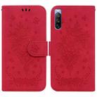 For Sony Xperia 10 III Butterfly Rose Embossed Leather Phone Case(Red) - 1