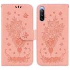 For Sony Xperia 10 III Butterfly Rose Embossed Leather Phone Case(Pink) - 1