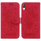 For Sony Xperia L3 Butterfly Rose Embossed Leather Phone Case(Red) - 1