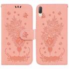For Sony Xperia L3 Butterfly Rose Embossed Leather Phone Case(Pink) - 1
