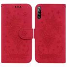 For Sony Xperia L4 Butterfly Rose Embossed Leather Phone Case(Red) - 1