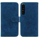 For Sony Xperia 1 IV Butterfly Rose Embossed Leather Phone Case(Blue) - 1