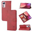For Xiaomi 12 Lite Happy Cat Embossed Flip Leather Phone Case(Red) - 1