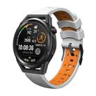 For Huawei Watch GT Runner Trapezoidal Three-row Hole Silicone Watch Band(White Orange) - 1