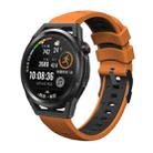 For Huawei Watch GT Runner Trapezoidal Three-row Hole Silicone Watch Band(Orange Black) - 1