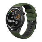 For Huawei Watch GT Runner Trapezoidal Three-row Hole Silicone Watch Band(Army Green Black) - 1