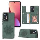 For Xiaomi 12 Mandala Embossed Card Slots Magnetic Phone Case(Green) - 1