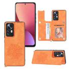 For Xiaomi 12 Pro Mandala Embossed Card Slots Magnetic Phone Case(Orange) - 1