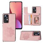 For Xiaomi 12 Pro Mandala Embossed Card Slots Magnetic Phone Case(Rose Gold) - 1