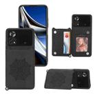 For Xiaomi Poco X4 Pro 5G Mandala Embossed Card Slots Magnetic Phone Case(Black) - 1