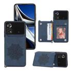 For Xiaomi Poco X4 Pro 5G Mandala Embossed Card Slots Magnetic Phone Case(Blue) - 1