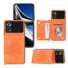 For Xiaomi Poco X4 Pro 5G Mandala Embossed Card Slots Magnetic Phone Case(Orange) - 1