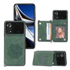For Xiaomi Poco X4 Pro 5G Mandala Embossed Card Slots Magnetic Phone Case(Green) - 1