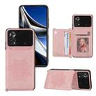 For Xiaomi Poco X4 Pro 5G Mandala Embossed Card Slots Magnetic Phone Case(Rose Gold) - 1