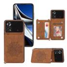 For Xiaomi Poco X4 Pro 5G Mandala Embossed Card Slots Magnetic Phone Case(Brown) - 1