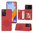 For Xiaomi Redmi Note 11 Pro Mandala Embossed Card Slots Magnetic Phone Case(Red) - 1
