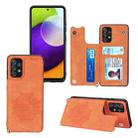 For Samsung Galaxy A23 4G Mandala Embossed Card Slots Magnetic Phone Case(Orange) - 1