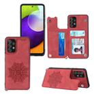 For Samsung Galaxy A23 4G Mandala Embossed Card Slots Magnetic Phone Case(Red) - 1