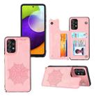 For Samsung Galaxy A23 4G Mandala Embossed Card Slots Magnetic Phone Case(Rose Gold) - 1