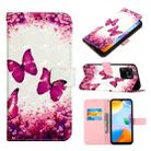 For Xiaomi Redmi 10C 4G Global/Redmi 10 India 3D Painting Horizontal Flip Leather Case(Rose Butterfly) - 1