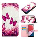 For Samsung Galaxy A13 4G 3D Painting Horizontal Flip Leather Case(Rose Butterfly) - 1