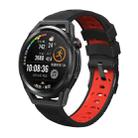 For Samsung Galaxy Watch 42mm Trapezoidal Three-row Hole Silicone Watch Band(Black Red) - 1