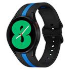 For Samsung Galaxy Watch4 40/44mm / Watch4 Classic 42/46mm Three Vertical Stripes Two-color Silicone Watch Band(Black Blue) - 1