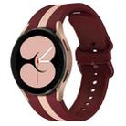 For Samsung Galaxy Watch4 40/44mm / Watch4 Classic 42/46mm Three Vertical Stripes Two-color Silicone Watch Band(Wine Red Pink) - 1