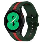 For Samsung Galaxy Watch4 40/44mm / Watch4 Classic 42/46mm Three Vertical Stripes Two-color Silicone Watch Band(Green Red) - 1