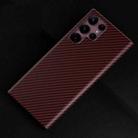 For Samsung Galaxy S22 Ultra 5G Carbon Fiber Shockproof Phone Case(Red) - 1