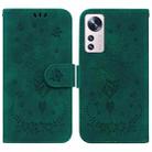 For Xiaomi 12 / 12X Butterfly Rose Embossed Leather Phone Case(Green) - 1