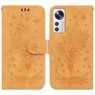 For Xiaomi 12 Pro Butterfly Rose Embossed Leather Phone Case(Yellow) - 1