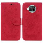 For Xiaomi Mi 10T Lite 5G / Redmi Note 9 Pro 5G Butterfly Rose Embossed Leather Phone Case(Red) - 1