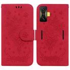 For Xiaomi Poco F4 GT / Redmi K50 Gaming Butterfly Rose Embossed Leather Phone Case(Red) - 1