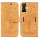 For Xiaomi Poco F4 GT / Redmi K50 Gaming Butterfly Rose Embossed Leather Phone Case(Yellow) - 1