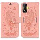 For Xiaomi Poco F4 GT / Redmi K50 Gaming Butterfly Rose Embossed Leather Phone Case(Pink) - 1