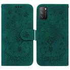 For Xiaomi Poco M3 / Redmi 9 Power Butterfly Rose Embossed Leather Phone Case(Green) - 1
