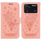 For Xiaomi Poco M4 Pro Butterfly Rose Embossed Leather Phone Case(Pink) - 1