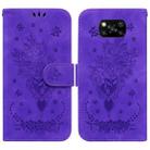 For Xiaomi Poco X3 NFC / Poco X3 Pro Butterfly Rose Embossed Leather Phone Case(Purple) - 1