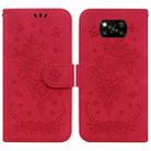 For Xiaomi Poco X3 NFC / Poco X3 Pro Butterfly Rose Embossed Leather Phone Case(Red) - 1