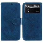For Xiaomi Poco X4 Pro 5G Butterfly Rose Embossed Leather Phone Case(Blue) - 1