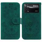 For Xiaomi Poco X4 Pro 5G Butterfly Rose Embossed Leather Phone Case(Green) - 1
