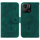 For Xiaomi Redmi 10A Butterfly Rose Embossed Leather Phone Case(Green) - 1
