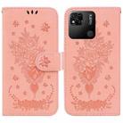 For Xiaomi Redmi 10A Butterfly Rose Embossed Leather Phone Case(Pink) - 1