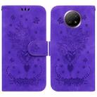 For Xiaomi Redmi Note 9T / Note 9 5G Chinese Butterfly Rose Embossed Leather Phone Case(Purple) - 1