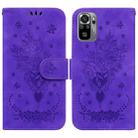 For Xiaomi Redmi Note 10 4G / 10S Butterfly Rose Embossed Leather Phone Case(Purple) - 1