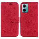 For Xiaomi Redmi 10 5G / Note 11E Butterfly Rose Embossed Leather Phone Case(Red) - 1