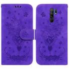 For Xiaomi Redmi 9 / 9 Prime / Poco M2 Butterfly Rose Embossed Leather Phone Case(Purple) - 1