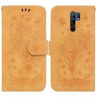 For Xiaomi Redmi 9 / 9 Prime / Poco M2 Butterfly Rose Embossed Leather Phone Case(Yellow) - 1