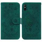 For Xiaomi Redmi 9A Butterfly Rose Embossed Leather Phone Case(Green) - 1